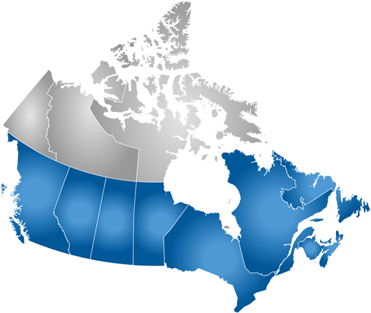 map of canada - some provinces highlighted